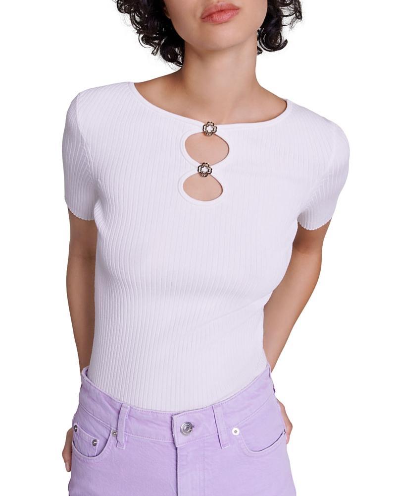 Womens Cutaway Knit Top With Jewellery Product Image