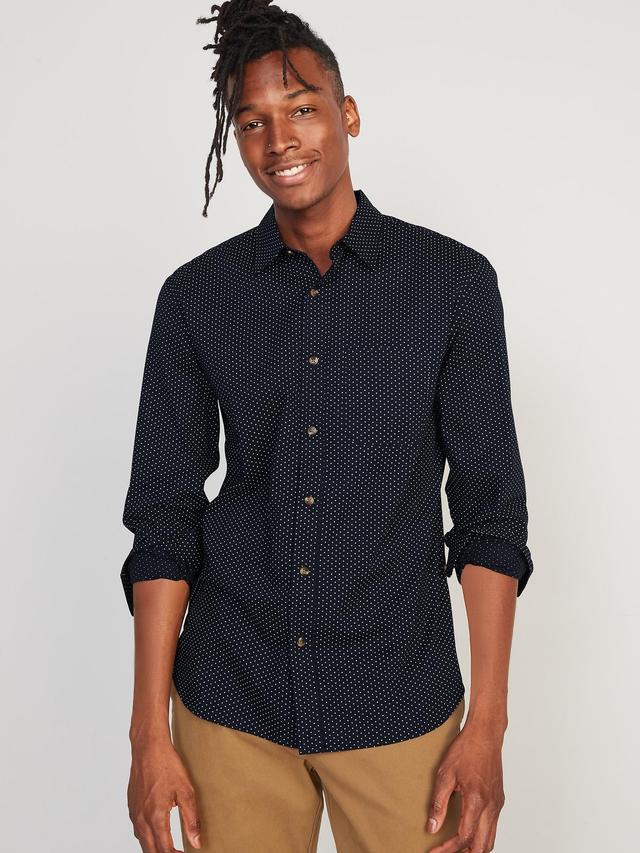 Old Navy Slim-Fit Built-In Flex Everyday Dot-Print Shirt for Men - Navy Dots (Match Your Mini) - male - Size: XXXXL Product Image