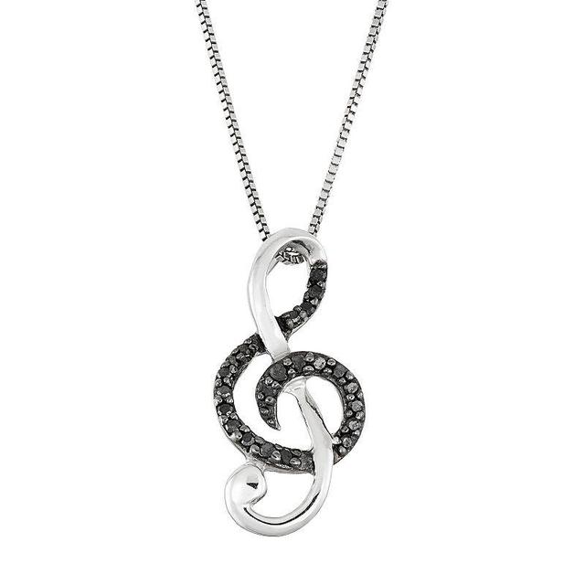 Sterling Silver 1/10 Carat T.W. Black Diamond Treble Clef Pendant, Womens Product Image