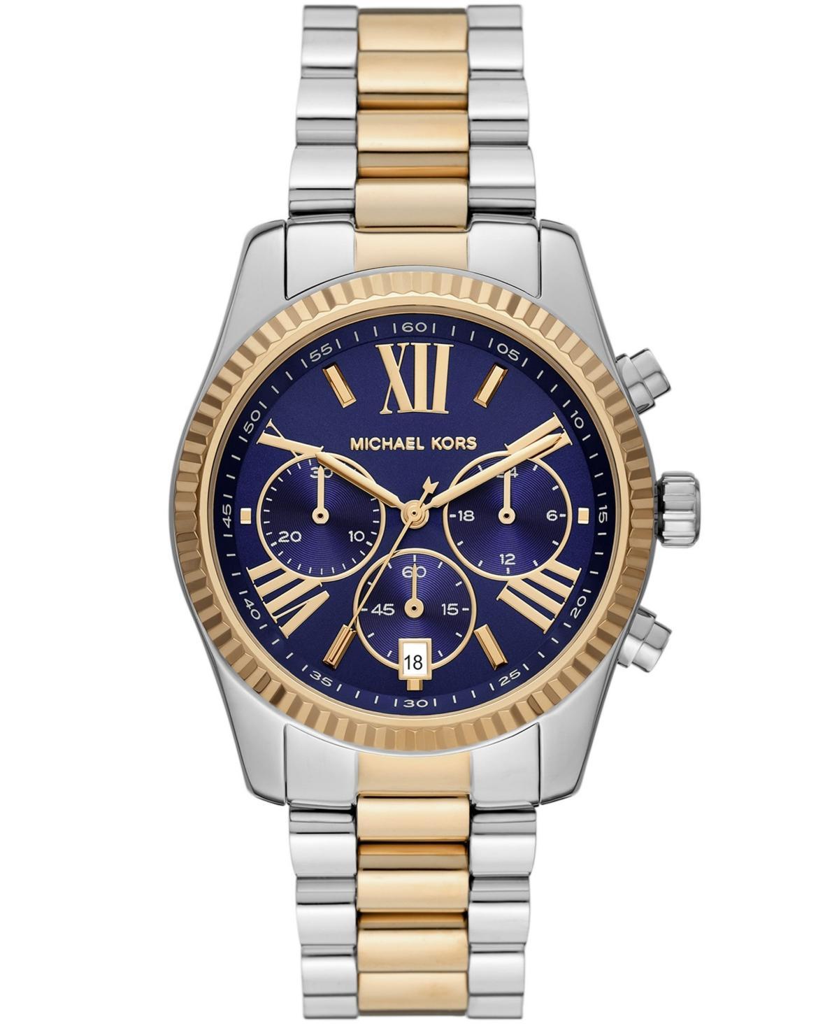 Michael Kors Womens Lexington Lux Chronograph Gold-Tone Stainless Steel Bracelet Watch 38mm Product Image