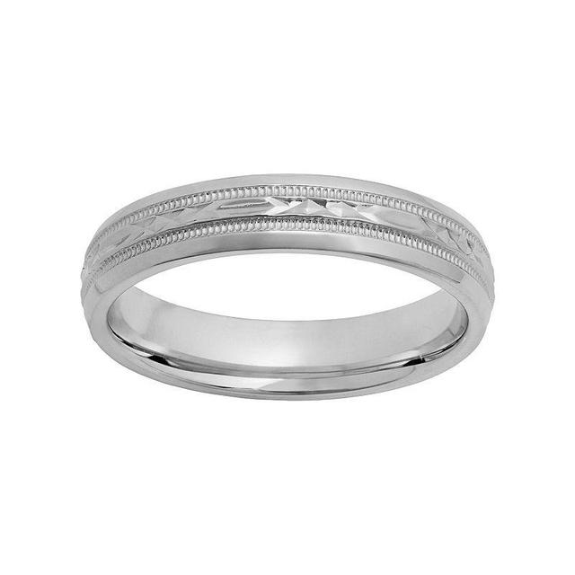 Sterling Silver Crisscross Wedding Ring, Mens Grey Product Image