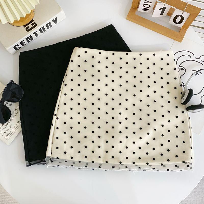 High Waist Dotted Mesh Mini Pencil Skirt Product Image