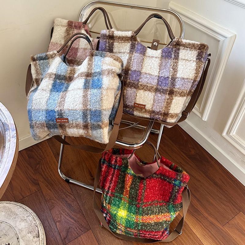 Plaid Fluffy Crossbody Bag Product Image