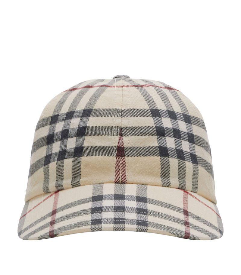 Baseball Cap With Check Print In Beige Product Image