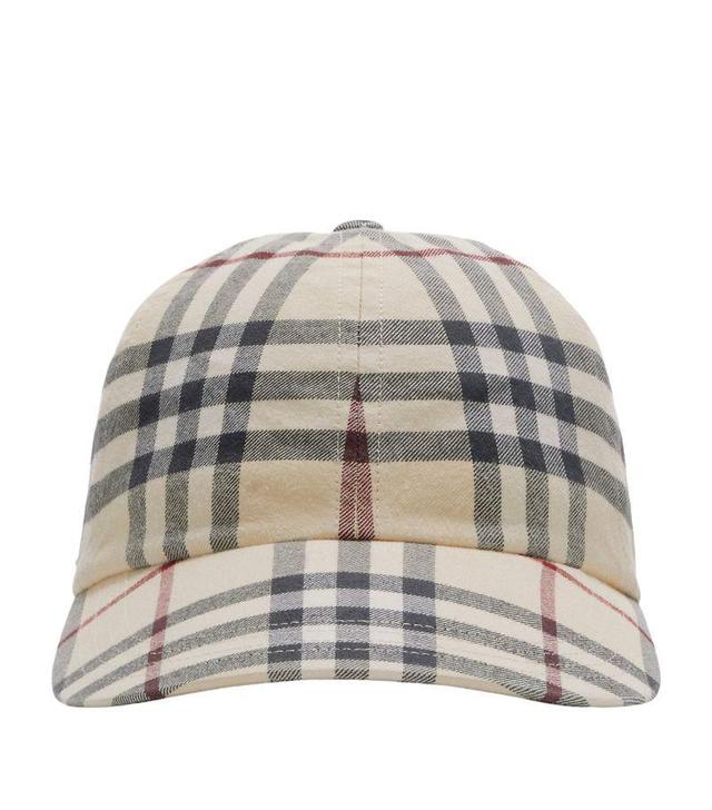 Baseball Cap With Check Print In Beige Product Image