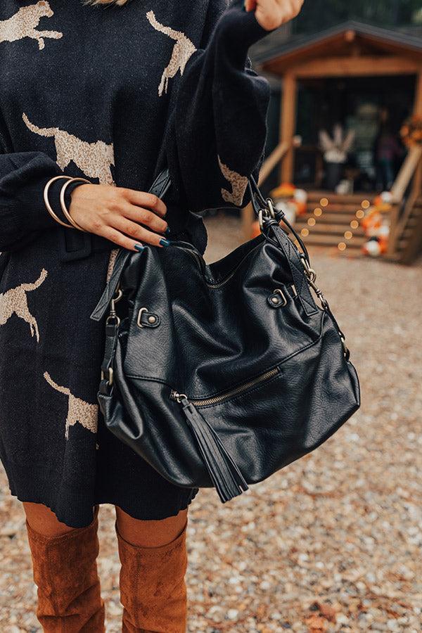 Simply Grand Faux Leather Tote In Black Product Image