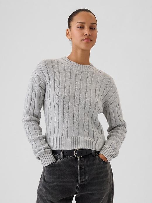 Cable-Knit Cropped Sweater Product Image