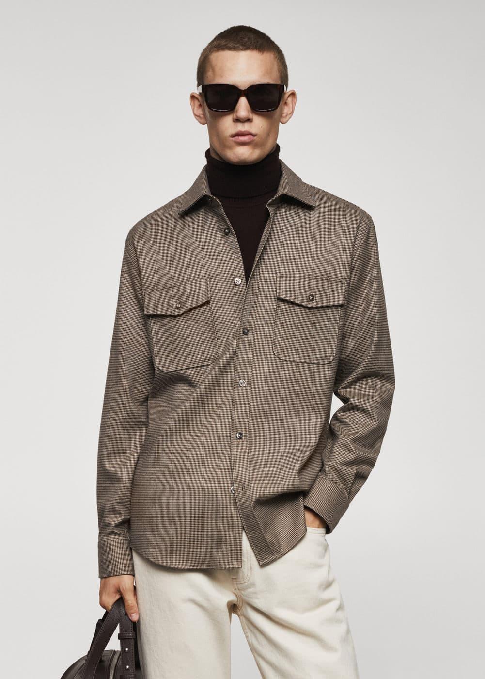 MANGO MAN - Chest-pocket cotton overshirt beigeMen Product Image