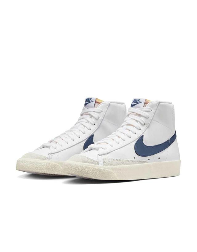 Nike Blazer Mid '77 sneakers in white with blue detail Product Image