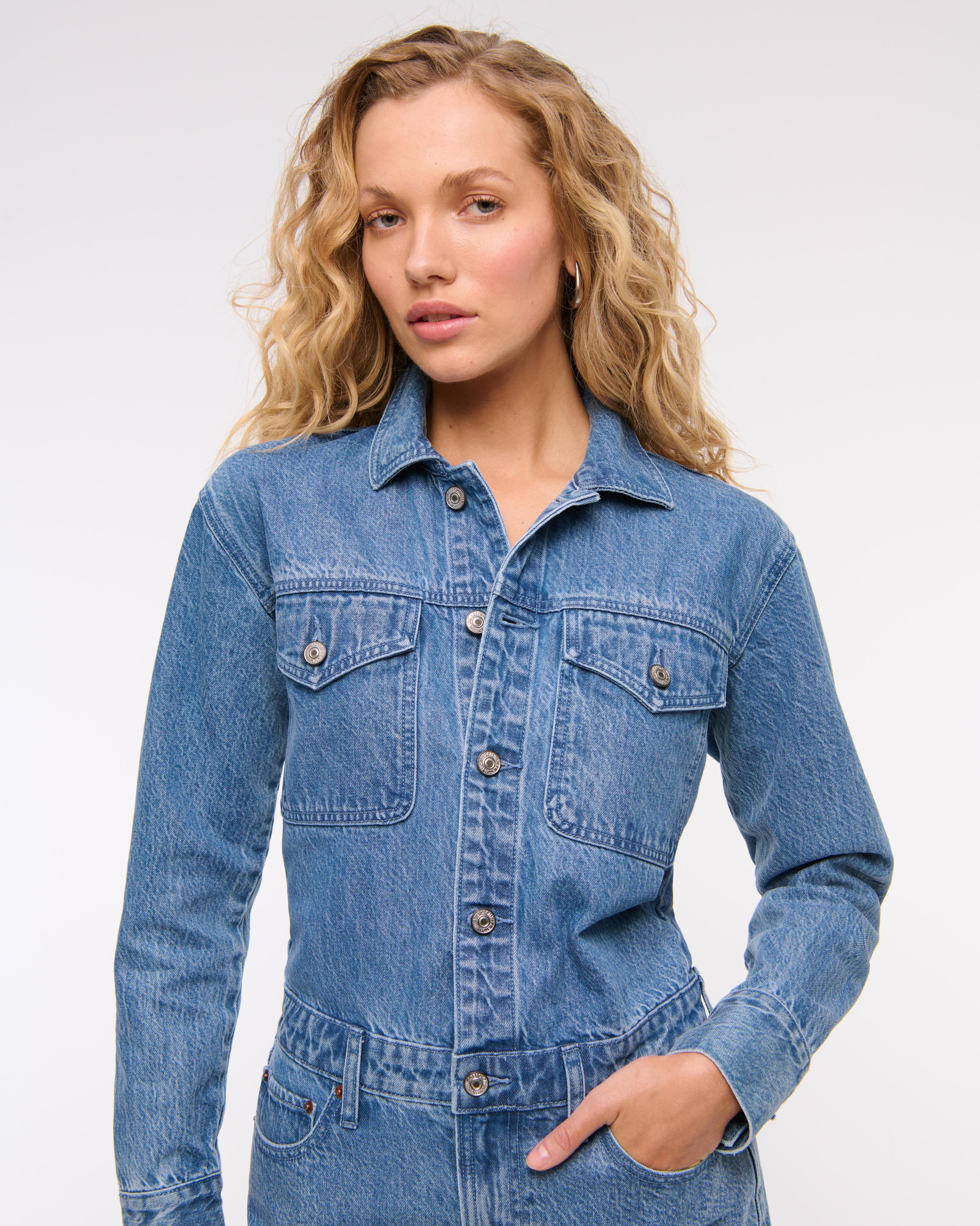 Long-Sleeve Denim Shirt Dress Product Image