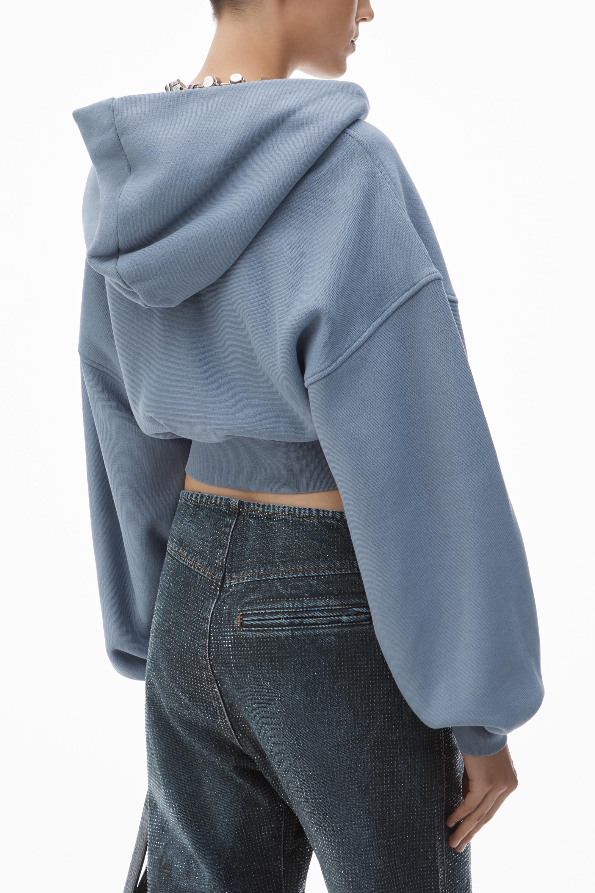 Cropped Zip Up Hoodie In Classic Cotton Terry Product Image