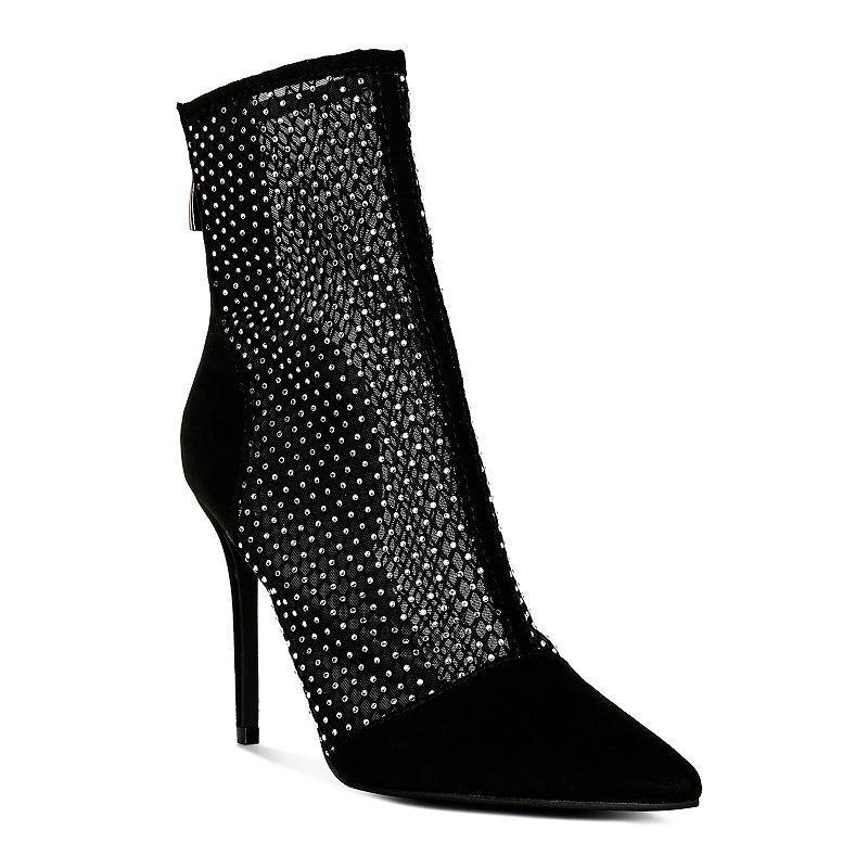 Womens jazz rhinestone embellished mesh stiletto boots Product Image