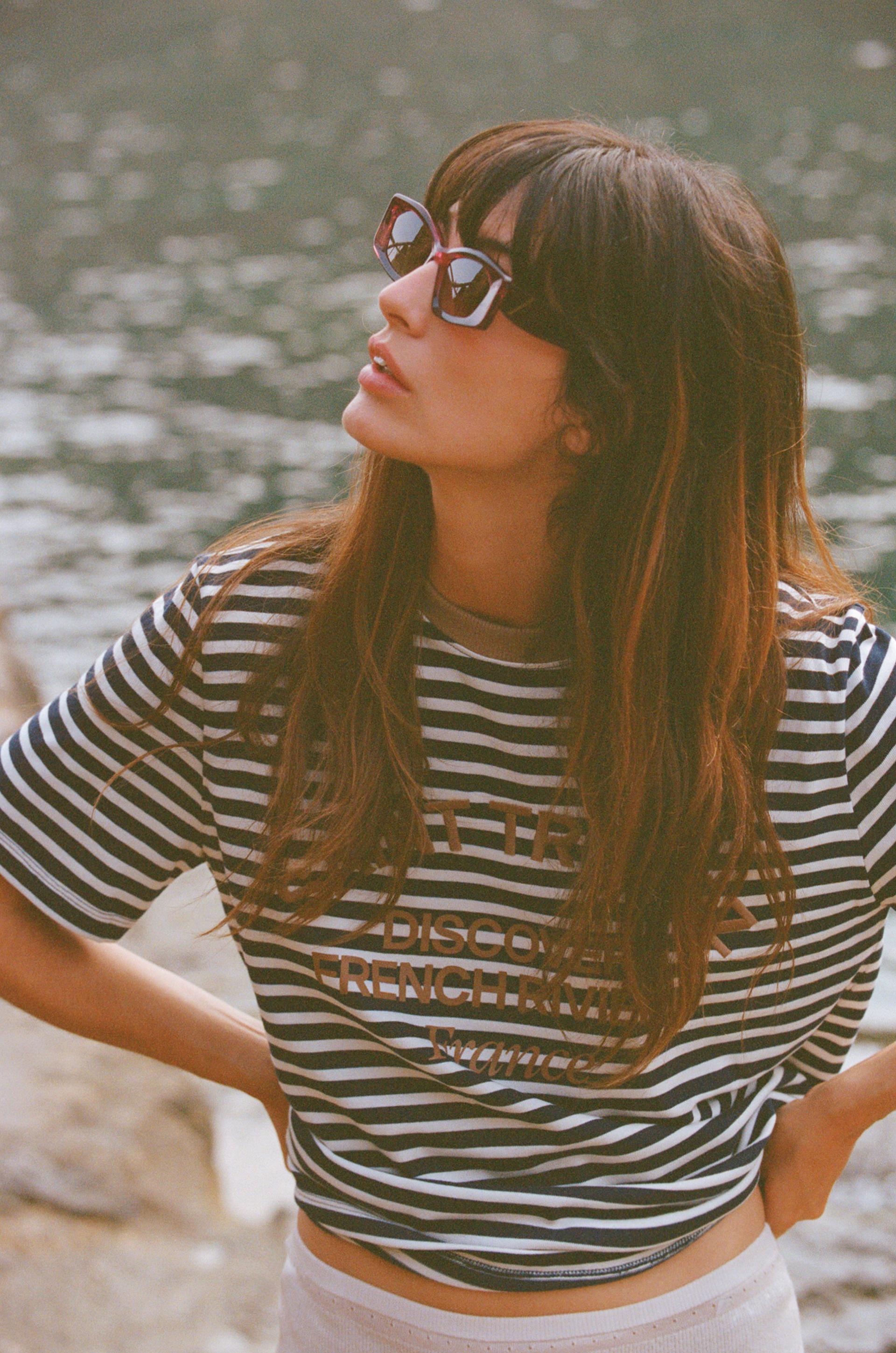 STRIPED SHIRT WITH EMBROIDERED TEXT Product Image