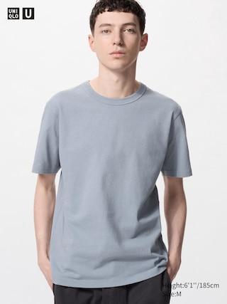 Mens Crew Neck T-Shirt Blue Medium UNIQLO US Product Image