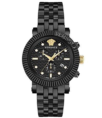 Mens V-Chrono Black Stainless Steel Chronograph Watch Product Image