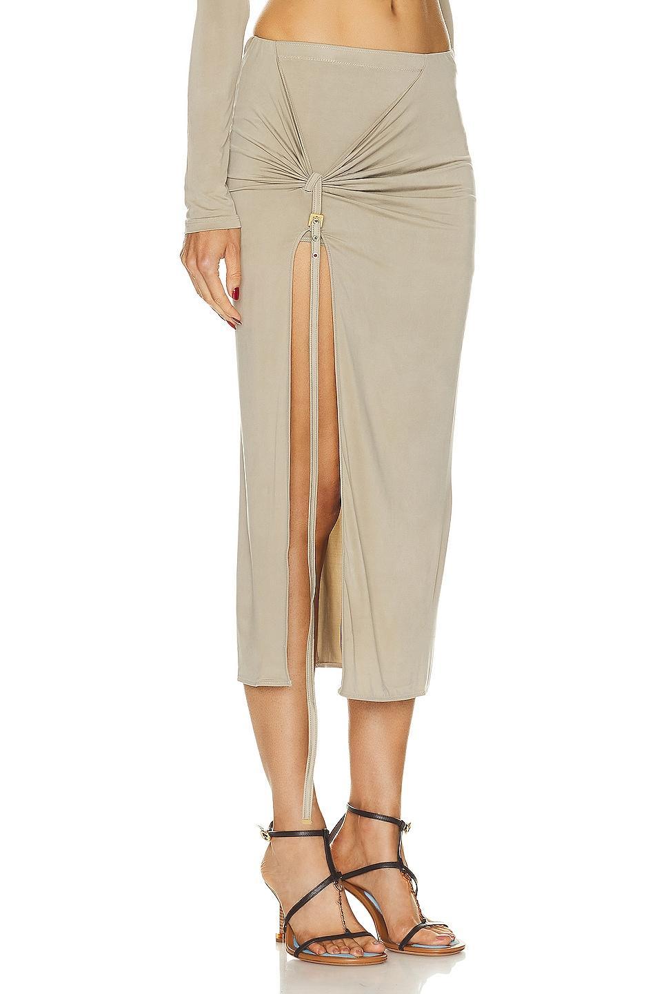 JACQUEMUS La Jupe Pareo Croissant Skirt Beige. (also in ). Product Image