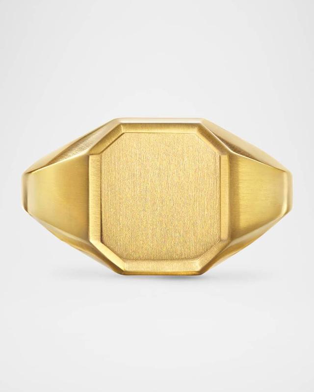 Men's Streamline Signet Ring in 18K Gold with Gemstone, 14mm Product Image