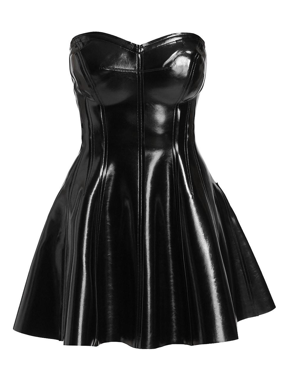 Womens Grace Vegan Patent Leather Strapless Minidress Product Image