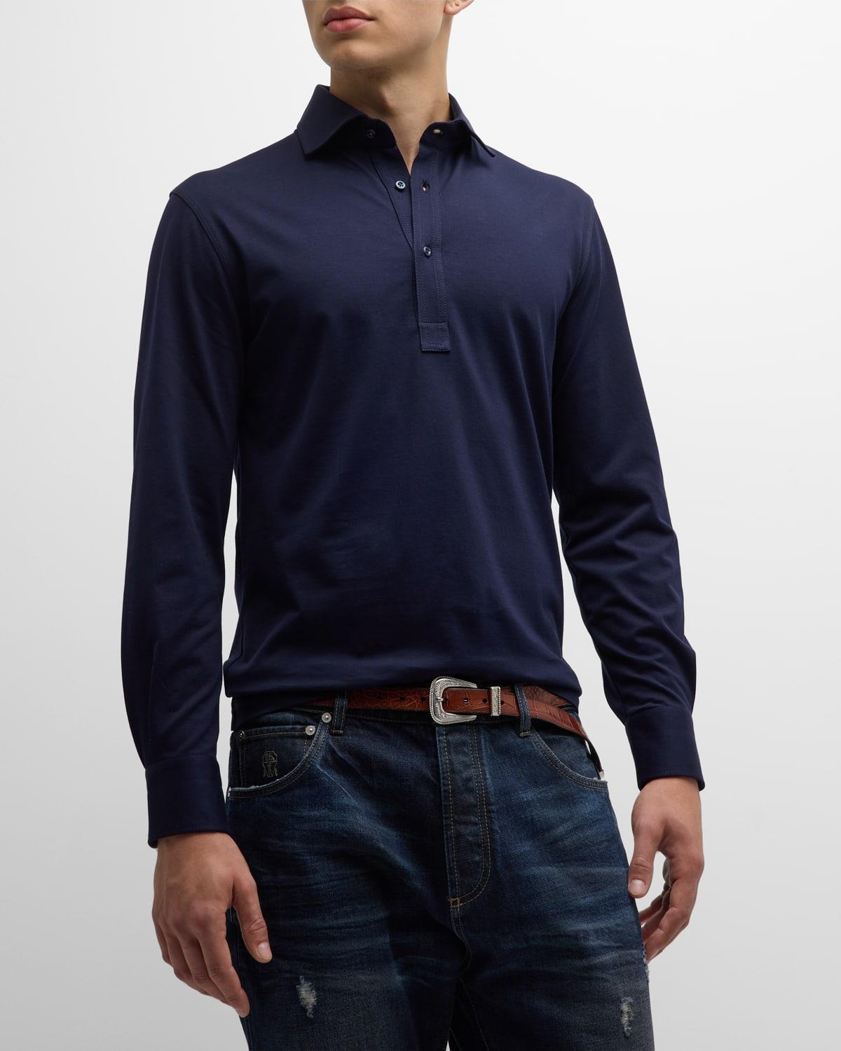 Mens Cotton Three-Button Polo Shirt Product Image