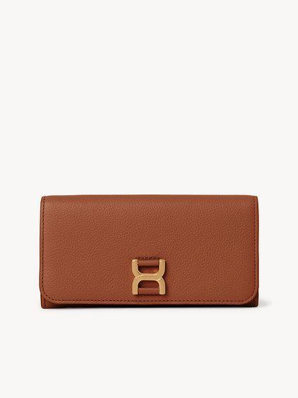 Marcie long wallet with flap in grained leather Product Image