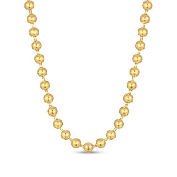 Men's 8.0mm Bead Gold-Tone Chain Necklace in Solid Stainless Steel with Yellow Ion-Plate - 20" Product Image