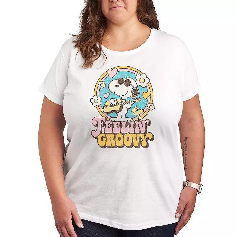 Plus Peanuts Snoopy Feelin Groovy Graphic Tee, Womens Product Image