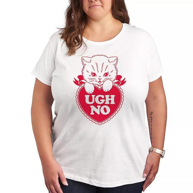 Plus Valentine Cat Ugh No Graphic Tee, Womens Product Image