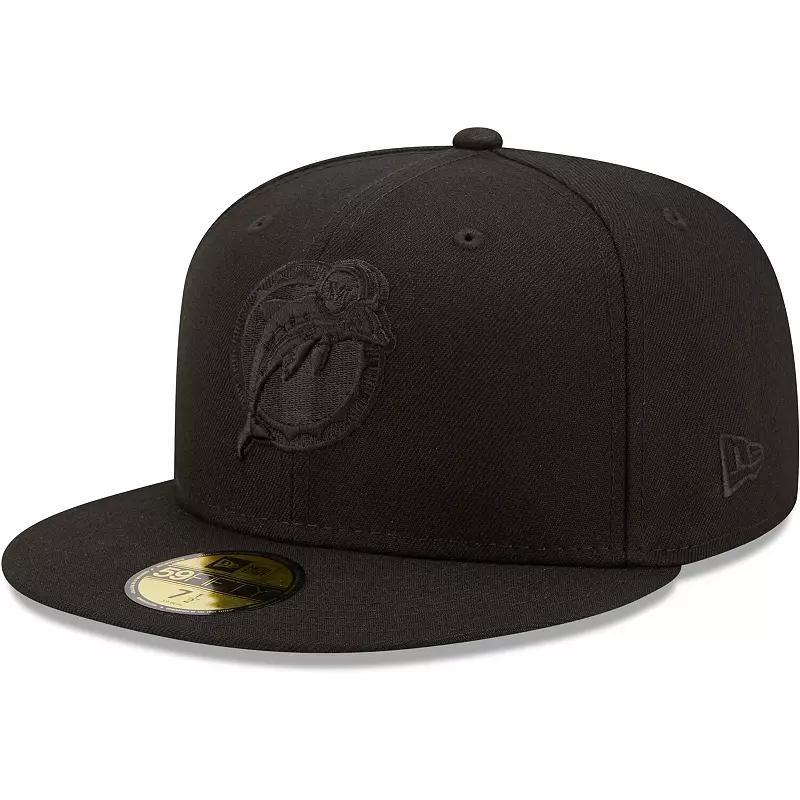 Mens New Era Los Angeles Rams Black on Black Alternate Logo 59FIFTY Fitted Hat Product Image