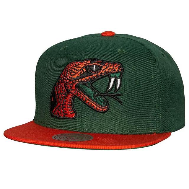 Mens Mitchell & Ness Green/Orange Florida A&M Rattlers 2-Tone 2.0 Snapback Hat Product Image