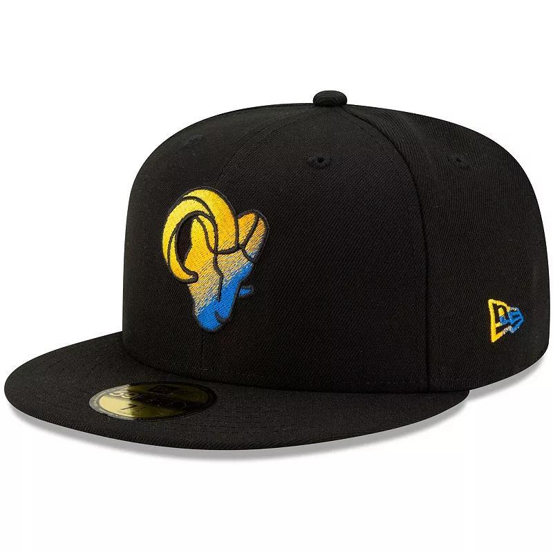 Mens Black Los Angeles Rams Logo Color Dim 59FIFTY Fitted Hat Product Image