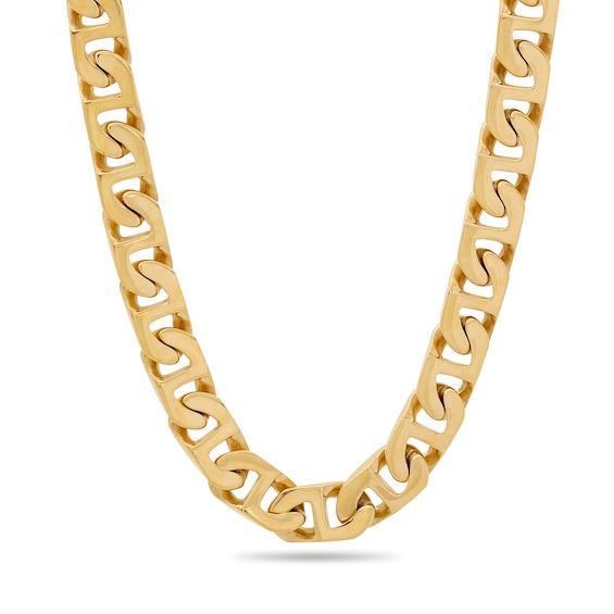 Men's 6.5mm Flat Mariner Chain Necklace in Stainless Steel with Yellow Ion Plate - 24" Product Image