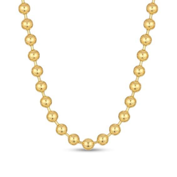 Men's 8.0mm Bead Gold-Tone Chain Necklace in Solid Stainless Steel with Yellow Ion-Plate - 22" Product Image