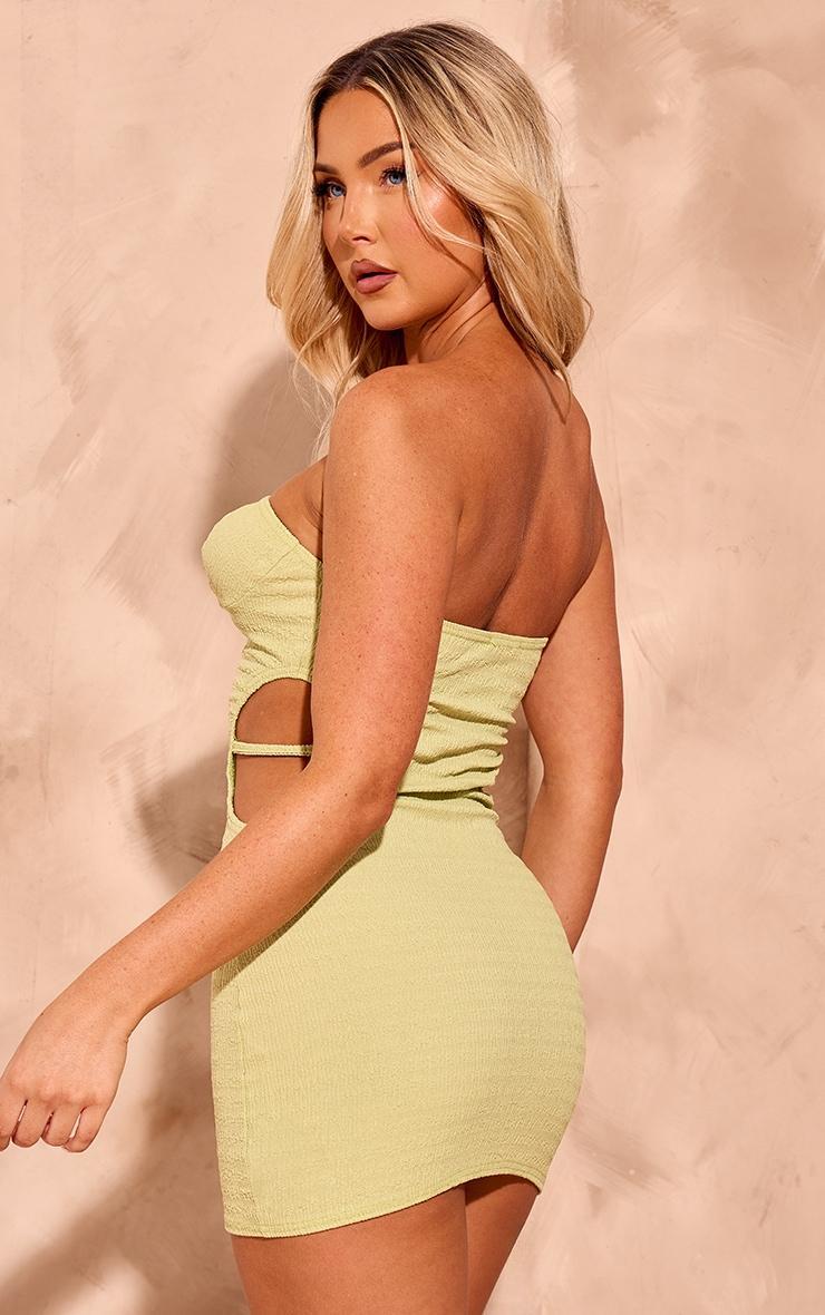 Lime Textured Cut Out Bandeau Bodycon Dress Product Image