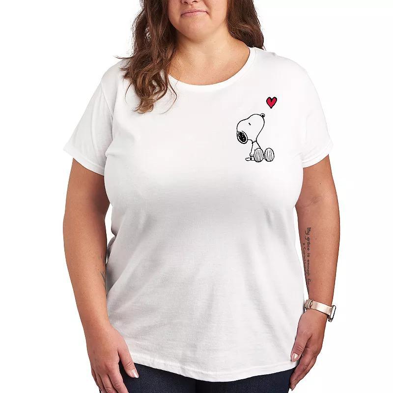 Hybrid  Peanuts Womens Tee Shirts WHITE - White Peanuts Snoopy Heart Graphic Tee - Women & Plus Product Image