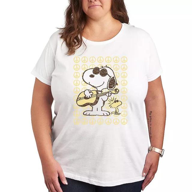 Plus Peanuts Snoopy & Woodstock Guitar And Peace Graphic Tee, Womens Product Image