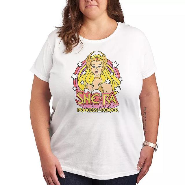 Plus She-Ra With Stars Graphic Tee, Womens Grey Royal Blue Product Image