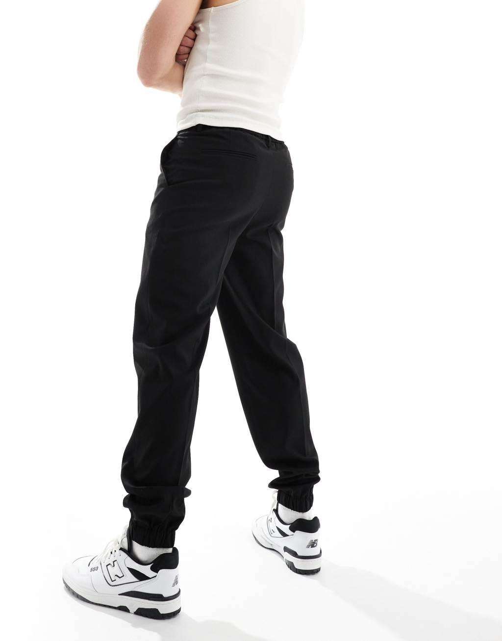 ASOS DESIGN smart straight leg joggers in black Product Image