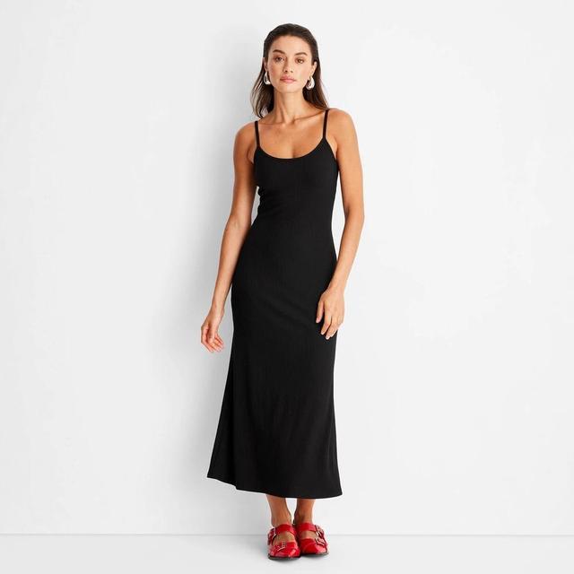 Womens Cami Midi Bodycon Dress - A New Day Black XL Product Image