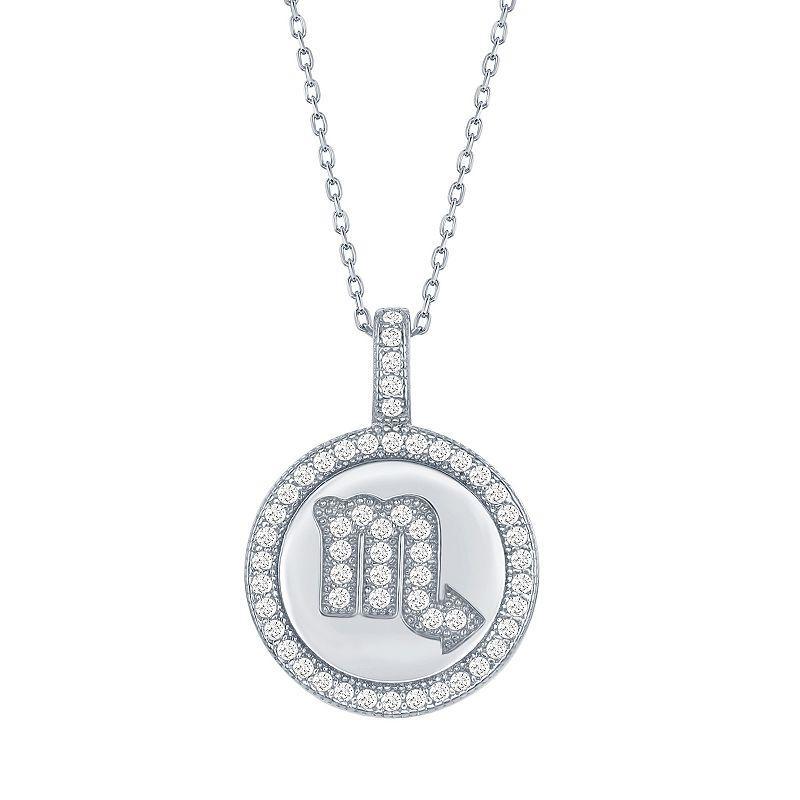 Sterling Silver Cubic Zirconia Zodiac Symbol Necklace, Womens Gemini Product Image