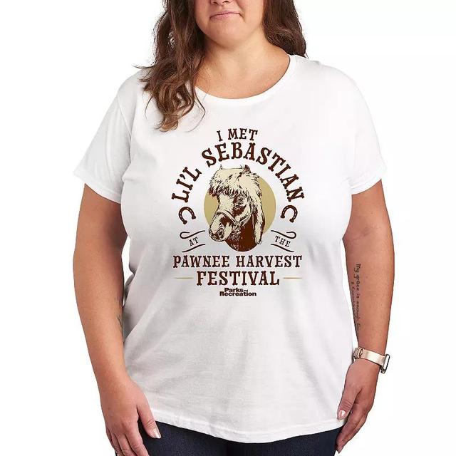 Plus Parks and Recreation Lil Sebastian Graphic Tee, Womens Grey Gray Product Image