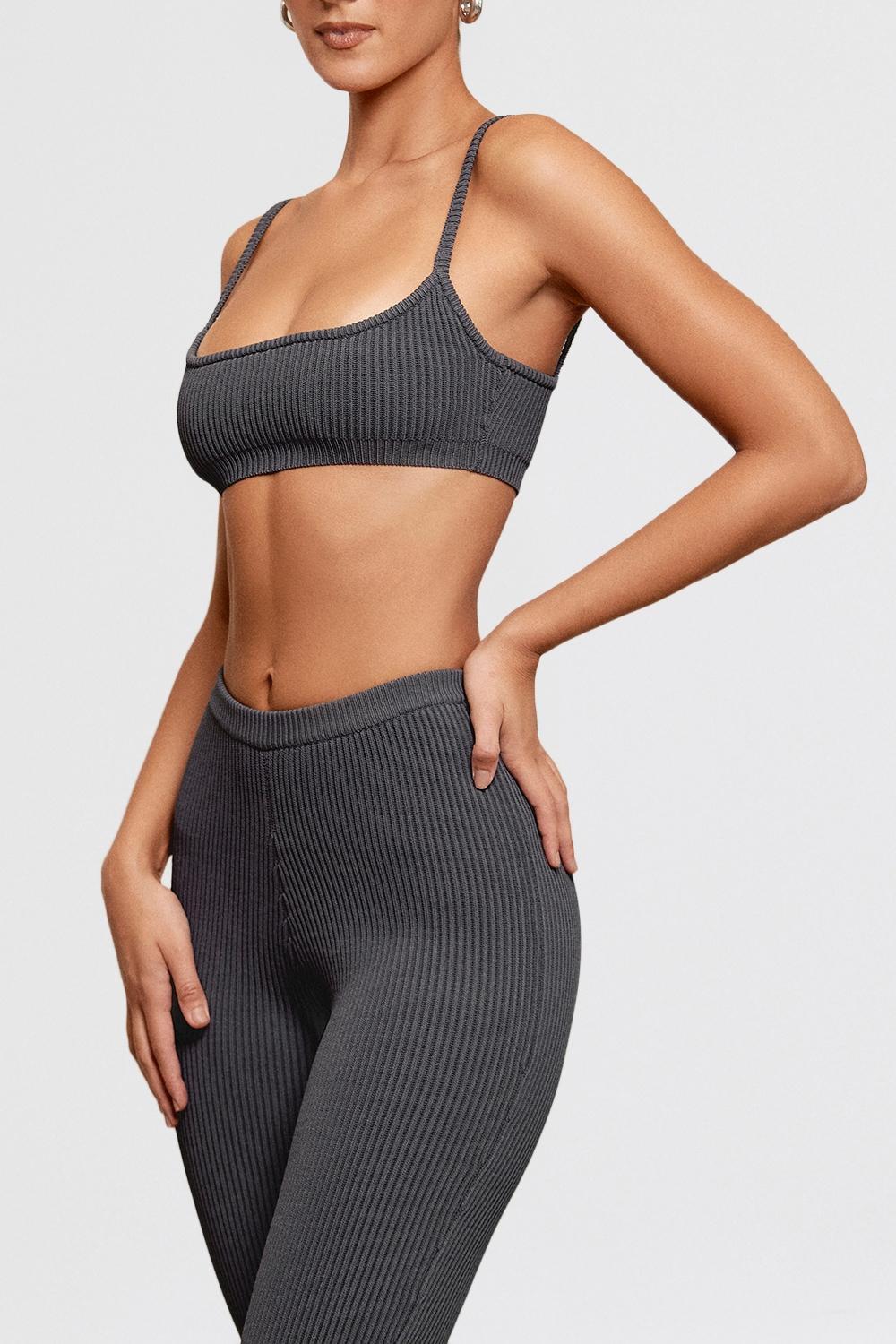 Mischa Dark Grey Ribbed Knit Bralette Product Image