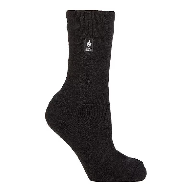 Womens Heat Holders Lite 5x Warmer Merino Wool Twist Crew Socks Black Grey Product Image