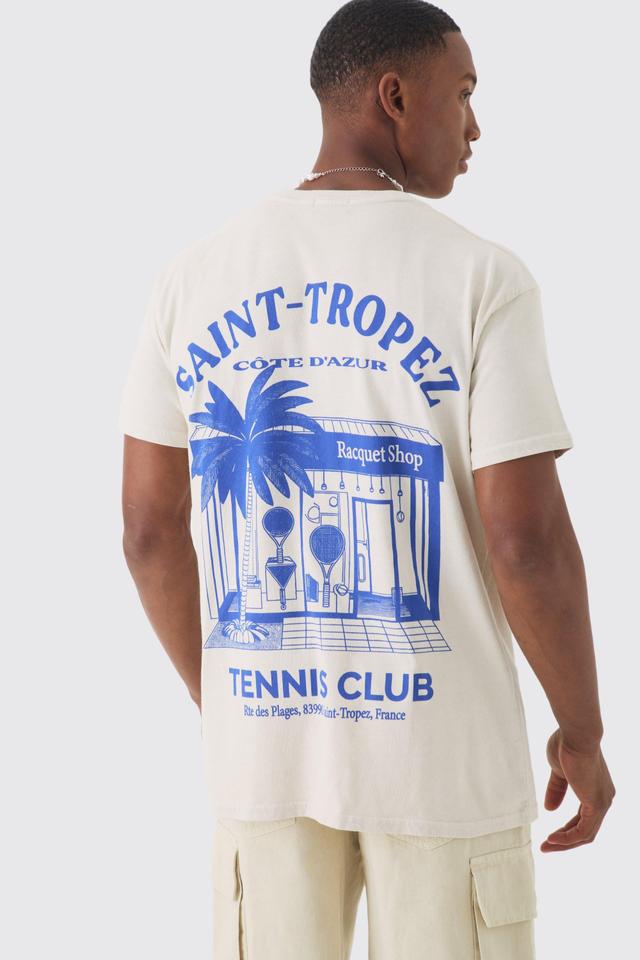 Oversized Saint Tropez Print T-shirt | boohooMAN USA Product Image