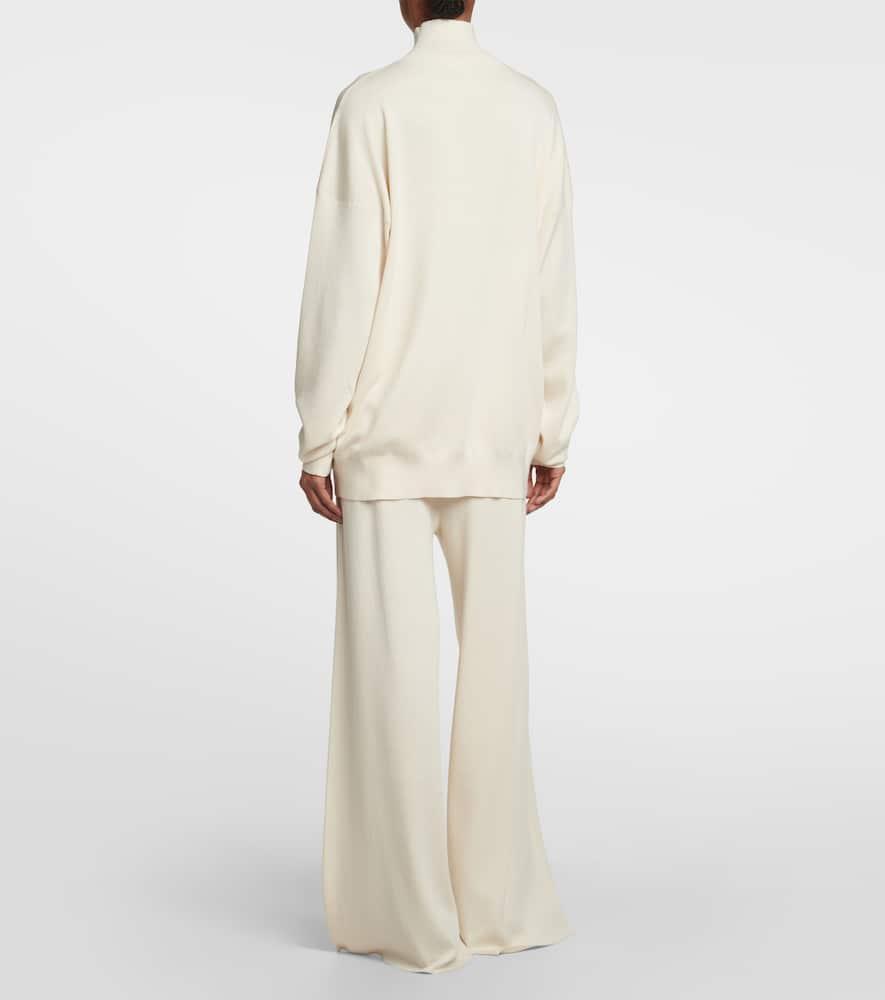 THE ROW Diye Silk-cotton Turtleneck Sweater In Porcelain Product Image