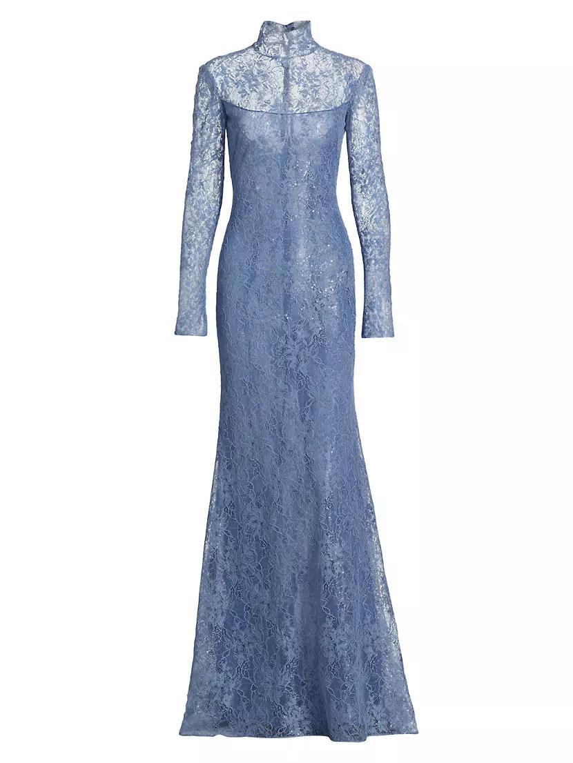 Sequin-Embellished Lace Gown Product Image