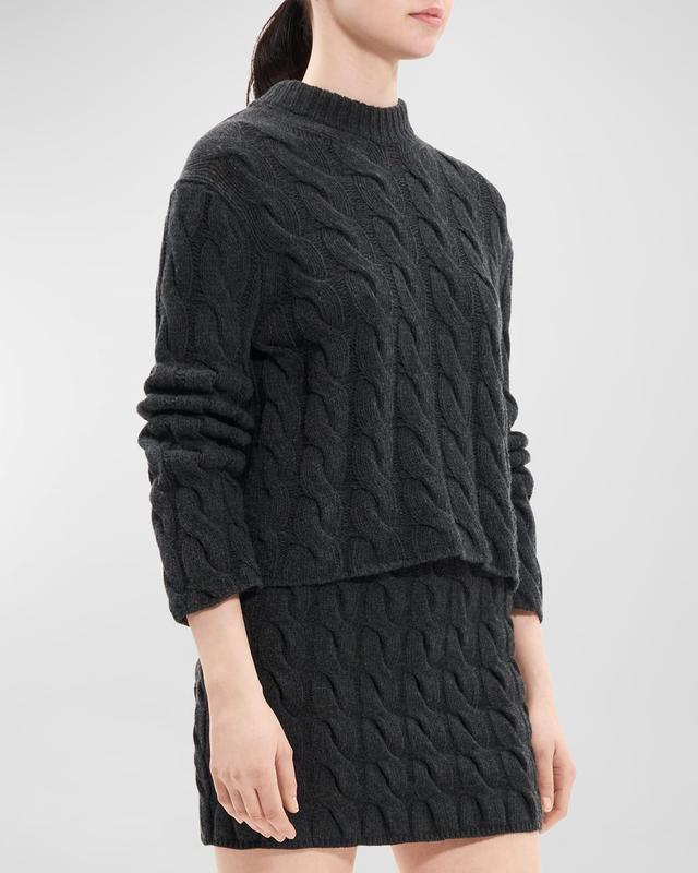 Wool-Cashmere Mock-Neck Cable Sweater Product Image