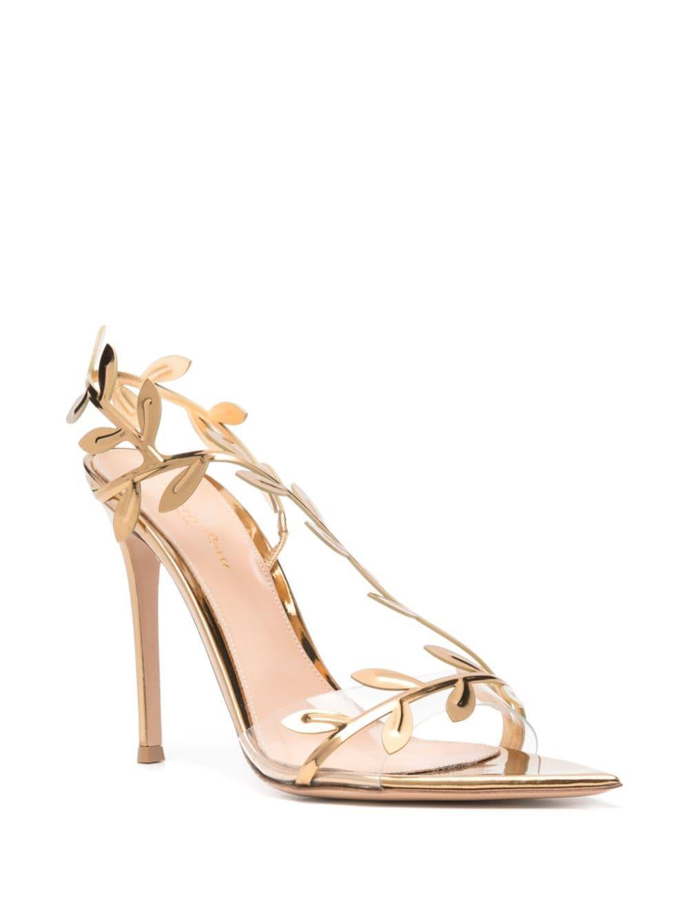 Flavia 105mm Leather Sandals In Gold Product Image