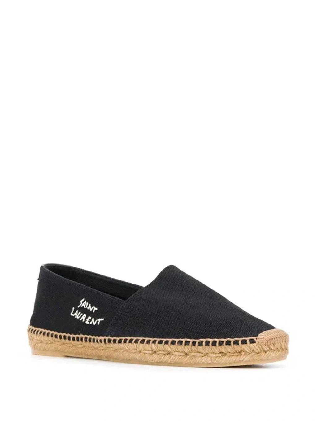 SAINT LAURENT Espadrillas In Tela Con Ricamo  In Black Product Image