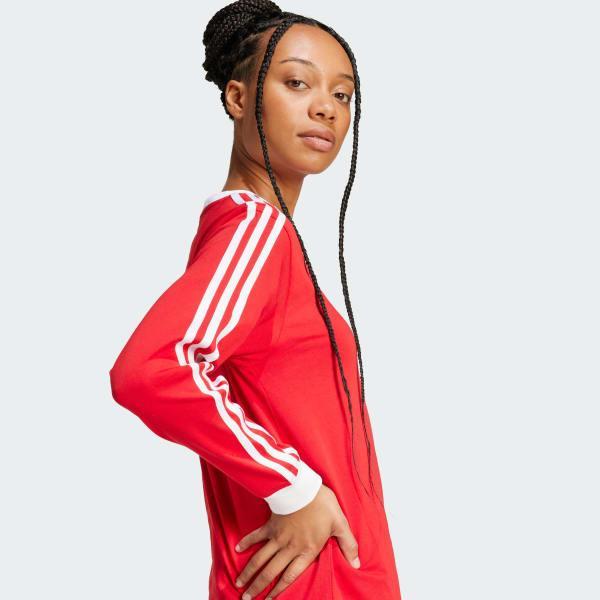 adidas Adicolor 3-Stripes Regular Long Sleeve Tee Better Scarlet XL Womens Product Image