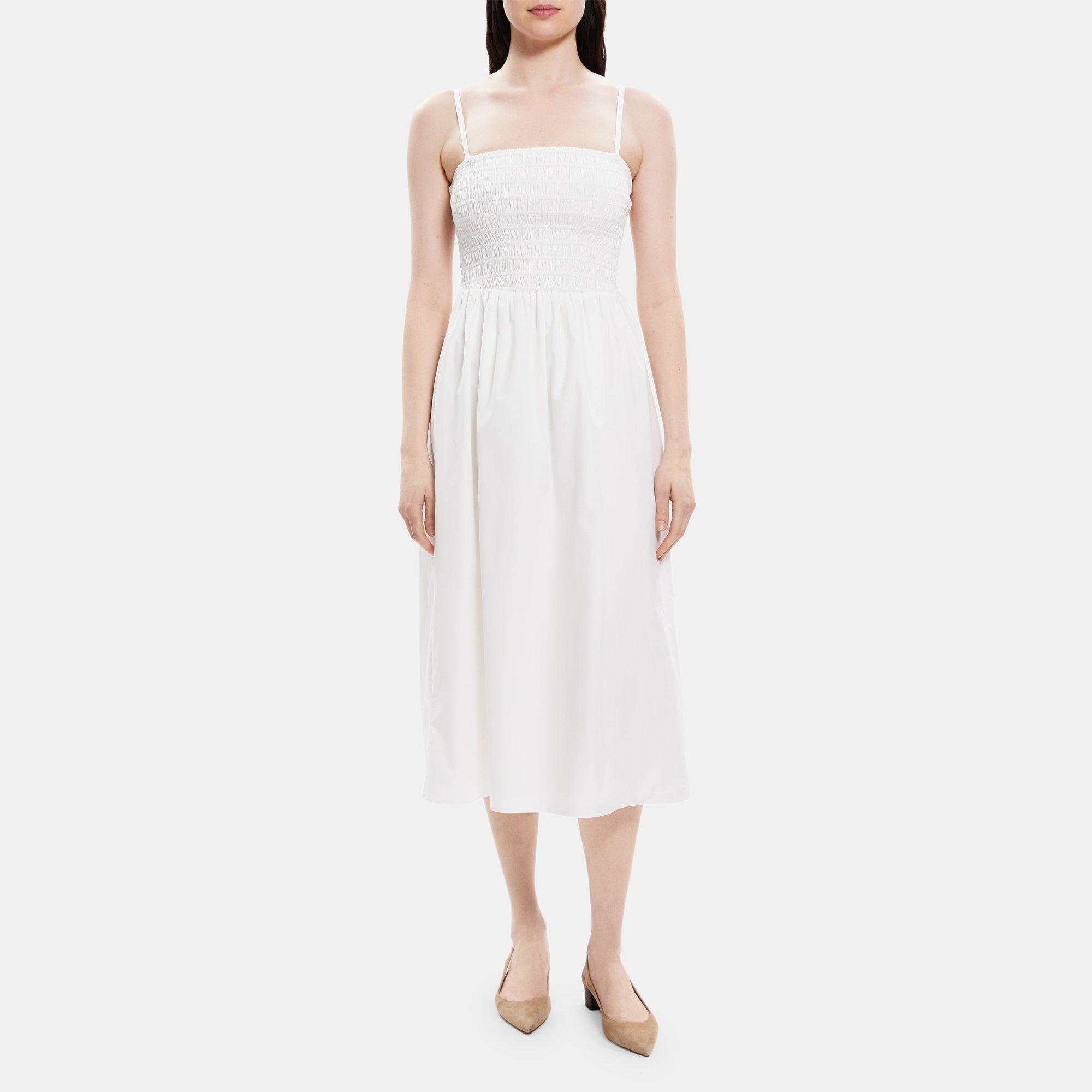 Cotton Poplin Smocked Midi Dress | Theory Outlet Product Image